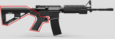 AR-15 with bump stock outlined