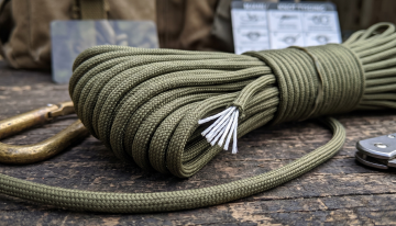 One-armed climber rappels to safety using paracord